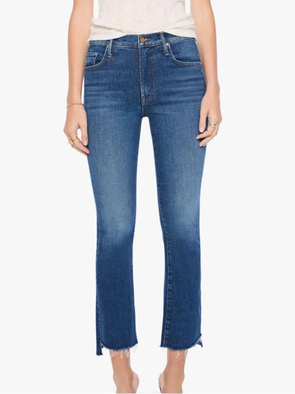 MOTHER Insider Cropped Step Fray Straight Leg Jeans